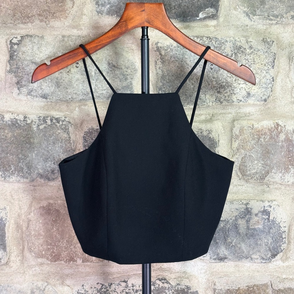 Black Halo Womens High Neck Cropped Cami‎ Top Black Size 0 Style Minimalist